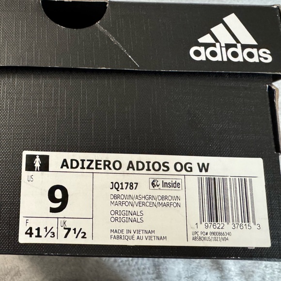Adidas Women’s Adizero Adios OG Dark Brown Ash Green Sneaker Size 9 - Picture 9 of 9